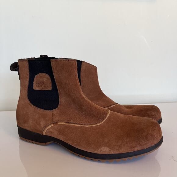 Sorel Mens Greely Chelsea Boots Waterproof Brown Leather Mens Size 11.5 Pull On - Picture 1 of 8